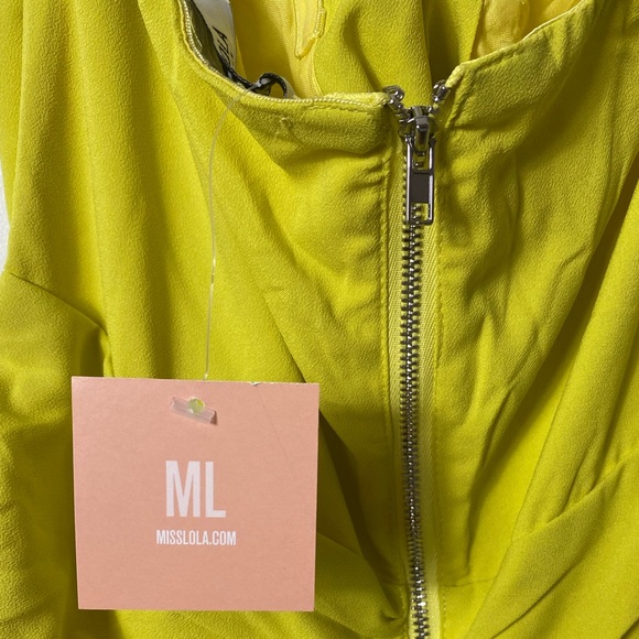 MISSLOLA | Chartreuse Ruffled Mini Dress - Picture 5 of 6